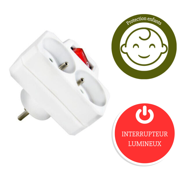Prise double avec interrupteur + Logos