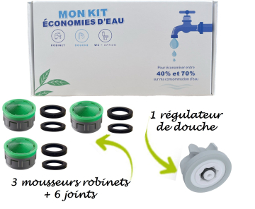 kit économie d’eau : 3 robinets + 1 douchee + votre logo